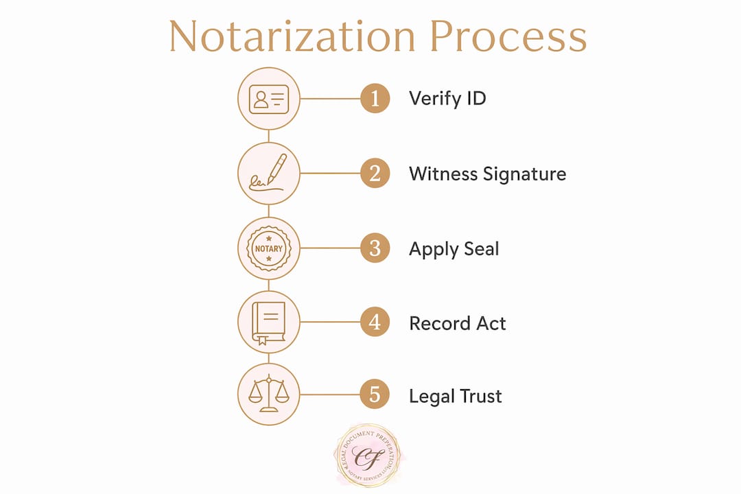 Flowchart infographic of notarization steps