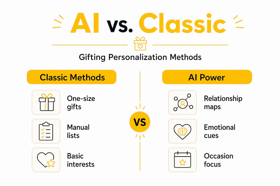 Infographic comparing AI vs. traditional gifting methods