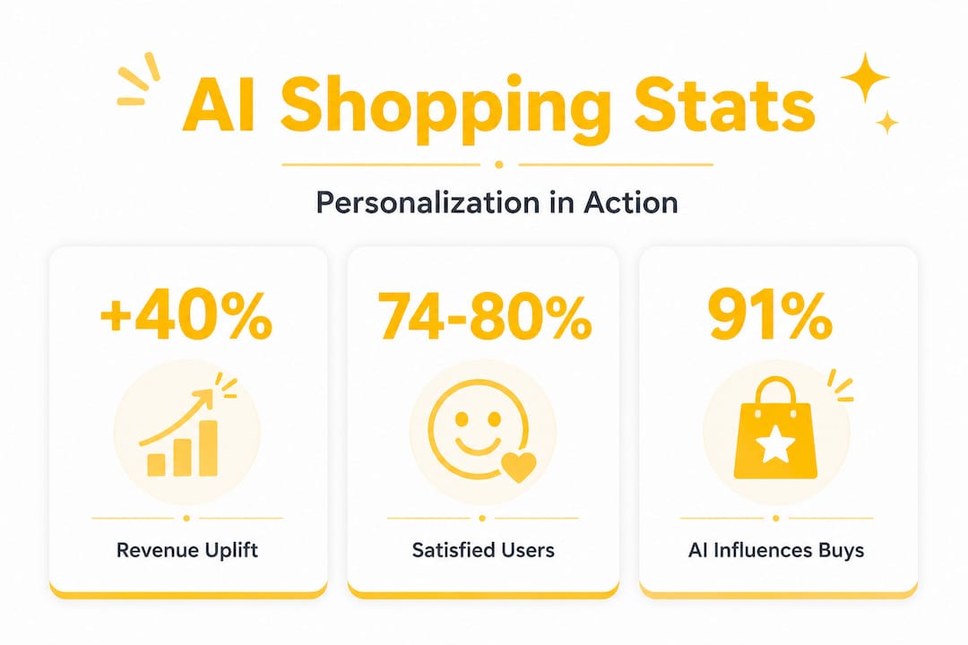 Infographic showing key AI shopping statistics
