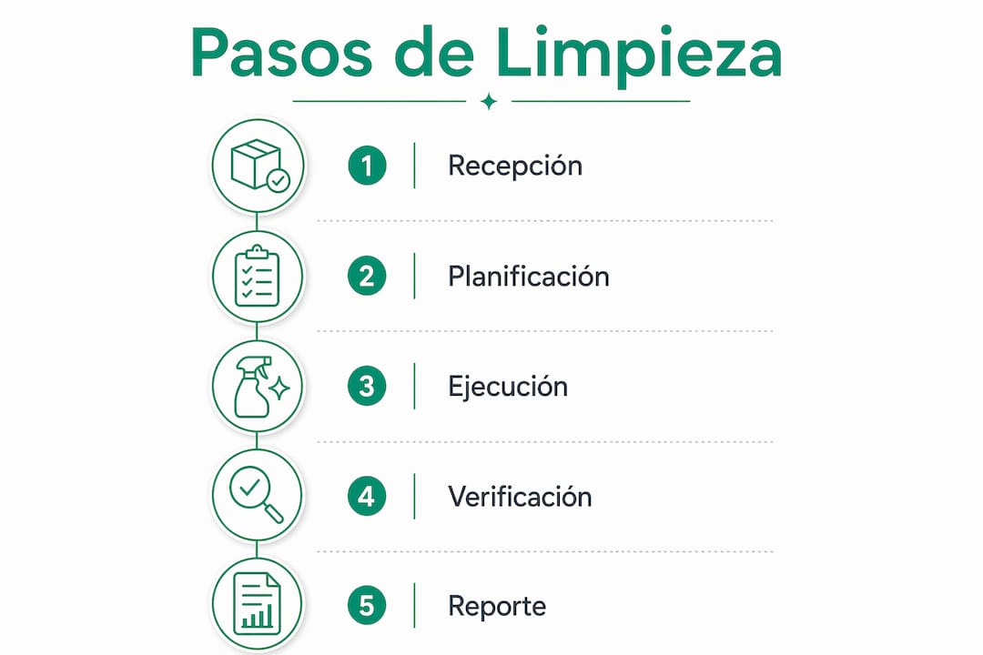 Guía visual de los pasos clave para una limpieza eficiente en hoteles