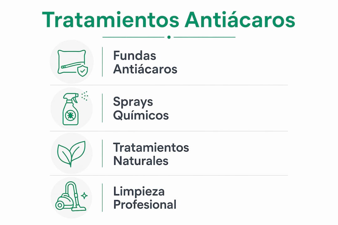Infografía sobre las diferentes opciones para eliminar ácaros de la tapicería