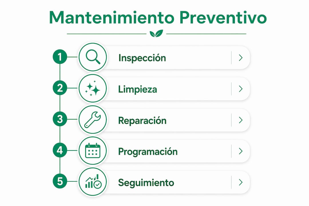Guía visual con los pasos esenciales para un buen mantenimiento preventivo