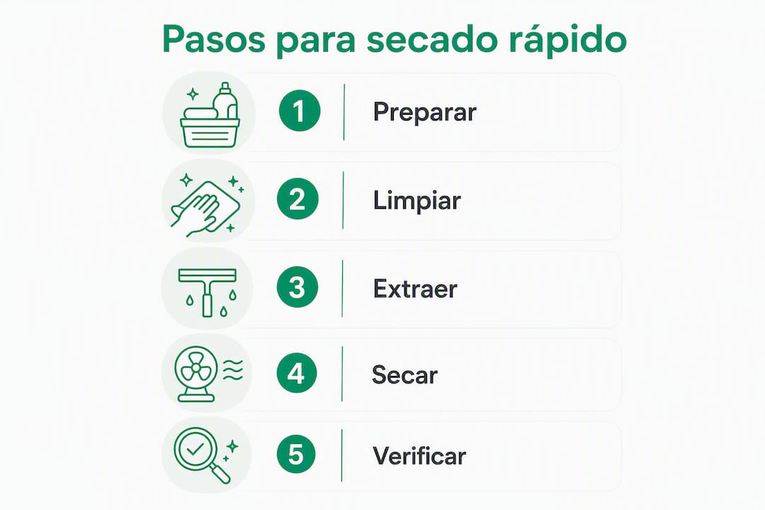 Infografía: pasos prácticos para lograr un secado rápido después de limpiar tapicerías
