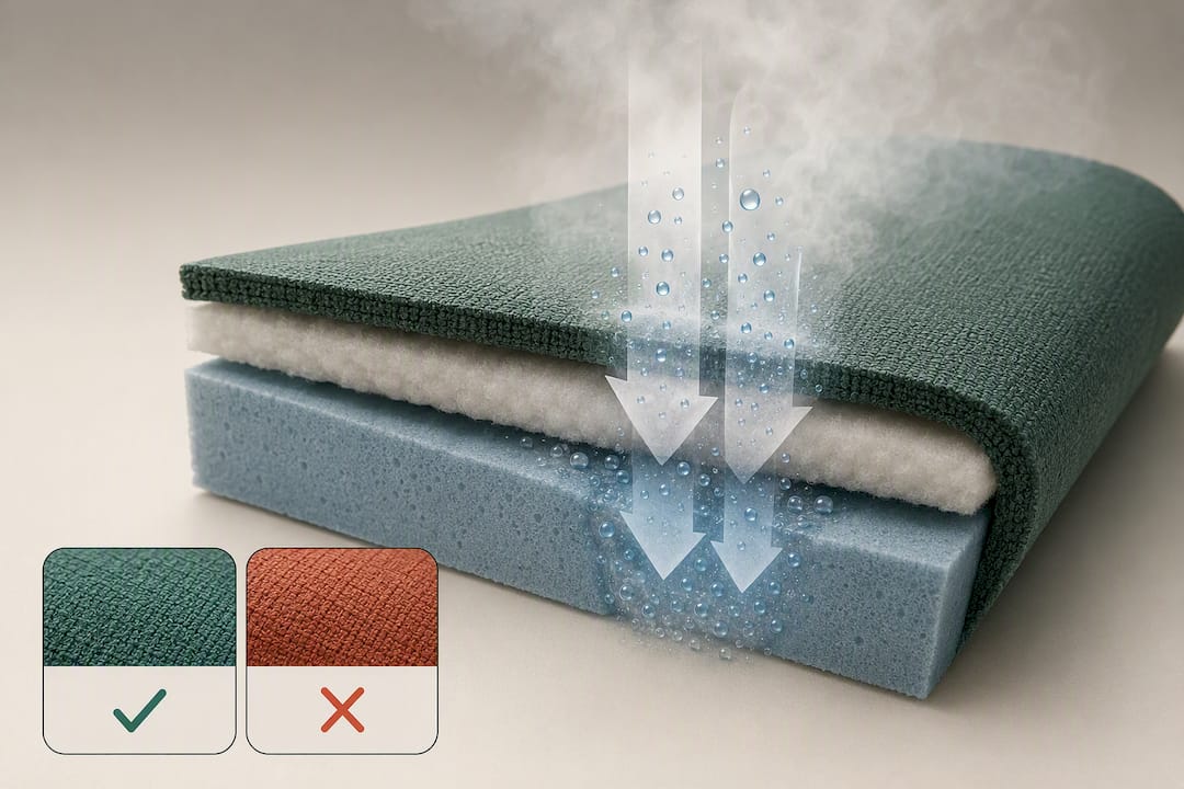 Vapor que penetra las capas del tapizado