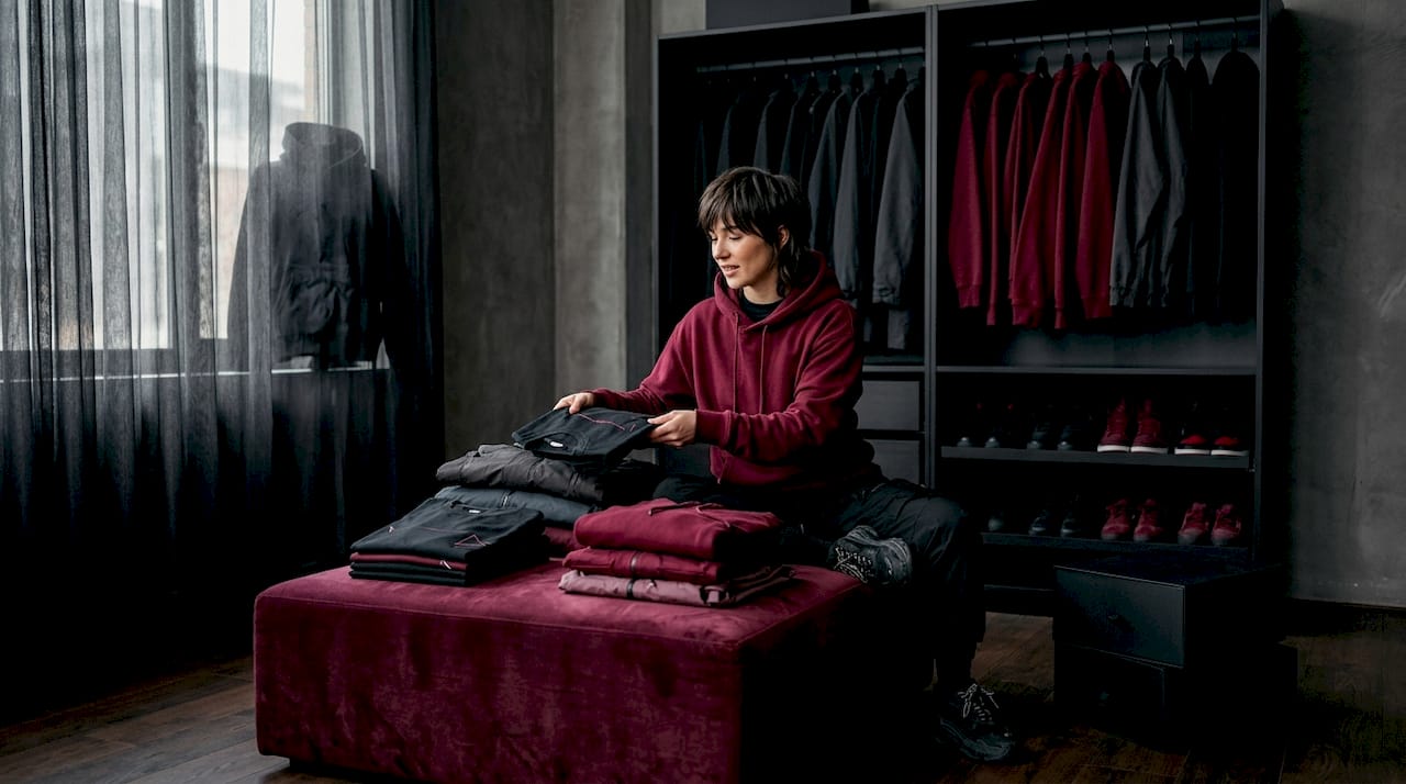 Woman sorting wardrobe for layering essentials
