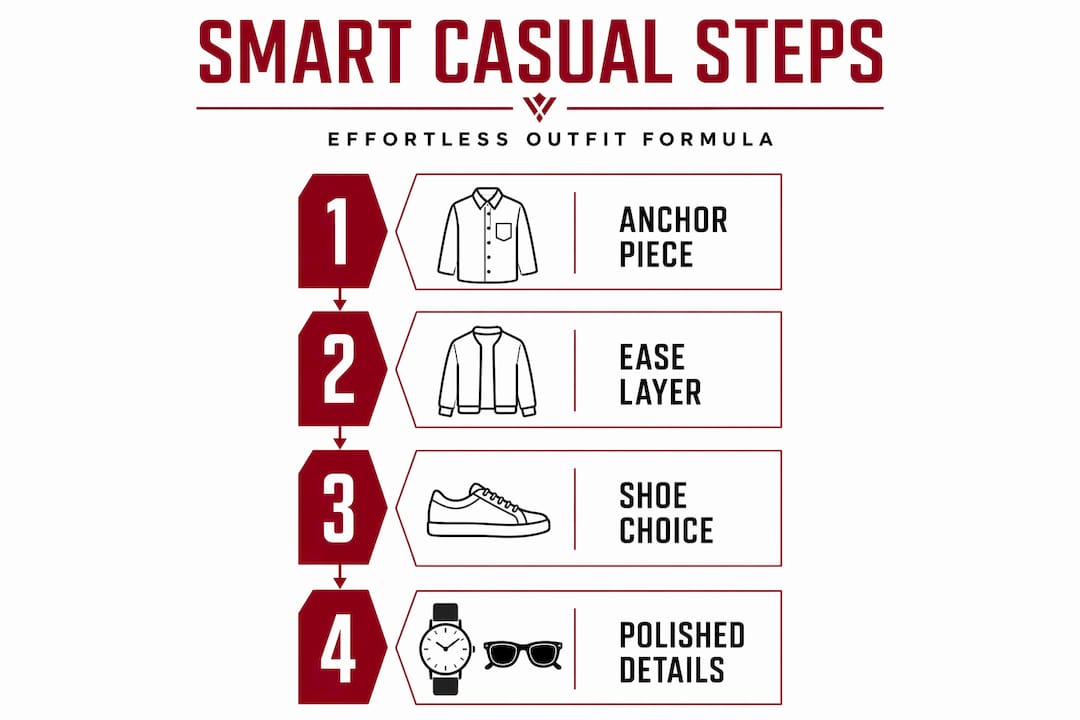 Infographic showing smart casual outfit steps