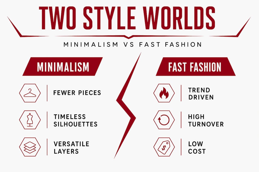 Infographic comparing minimalism and fast fashion