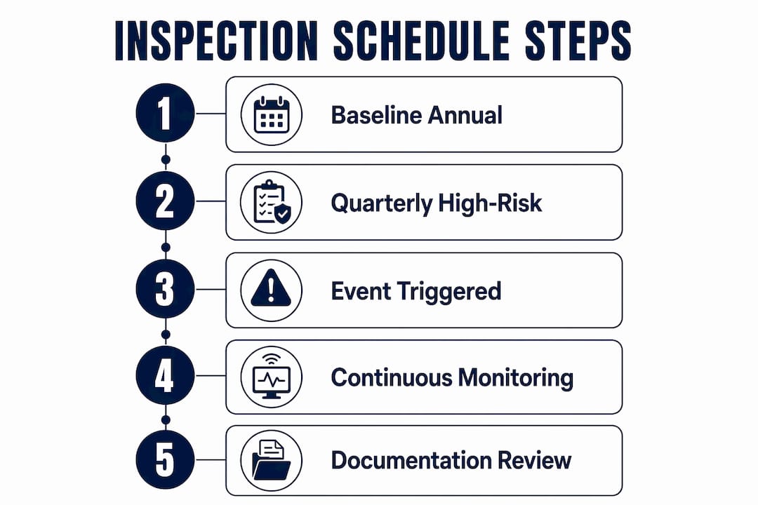 Infographic illustrating mold inspection scheduling steps