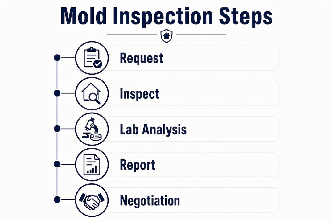 Infographic showing mold inspection process steps