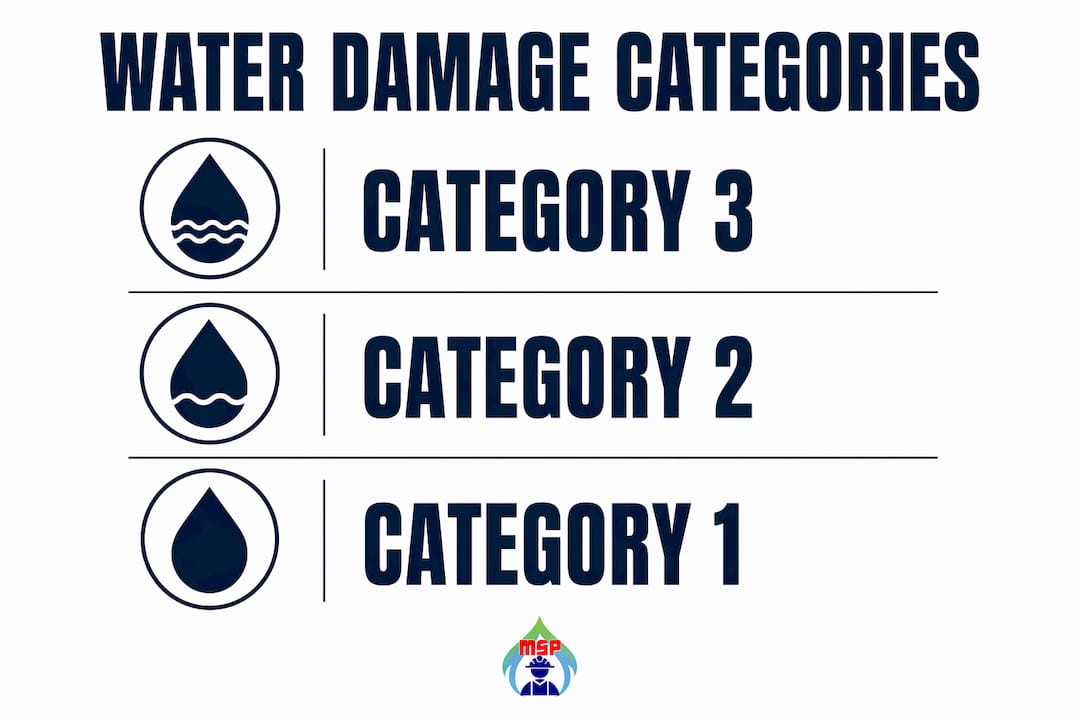 Infographic illustrating water damage categories hierarchy