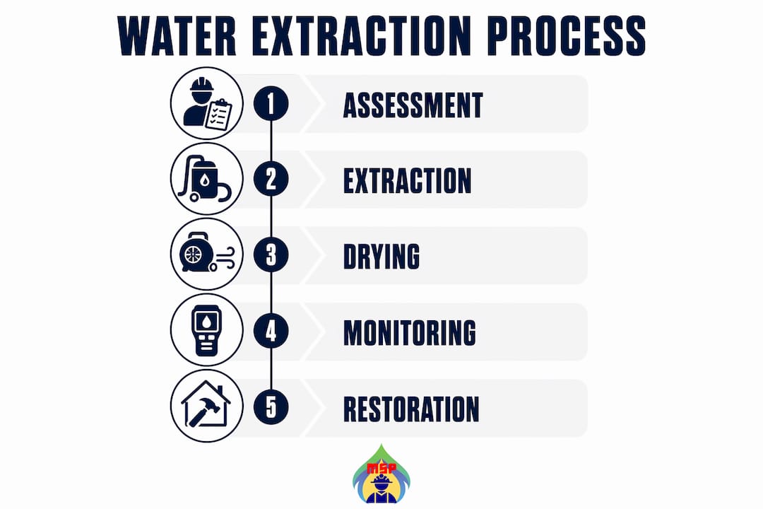 Infographic depicting water extraction process steps