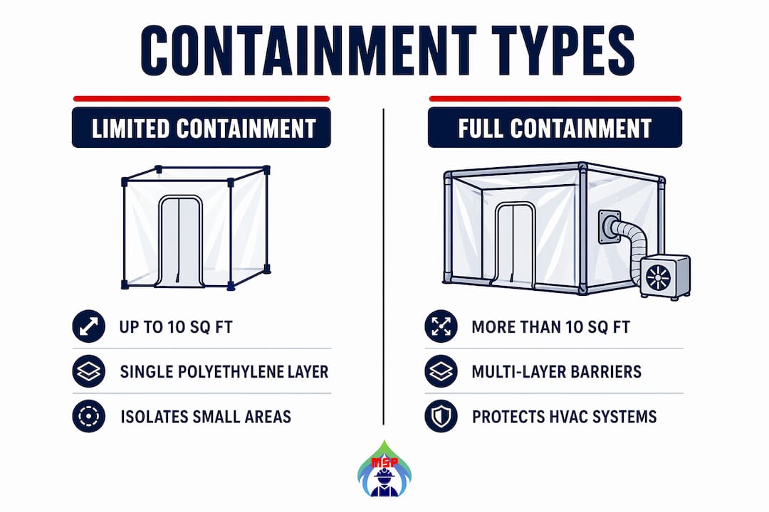 Infographic showing mold remediation containment types comparison