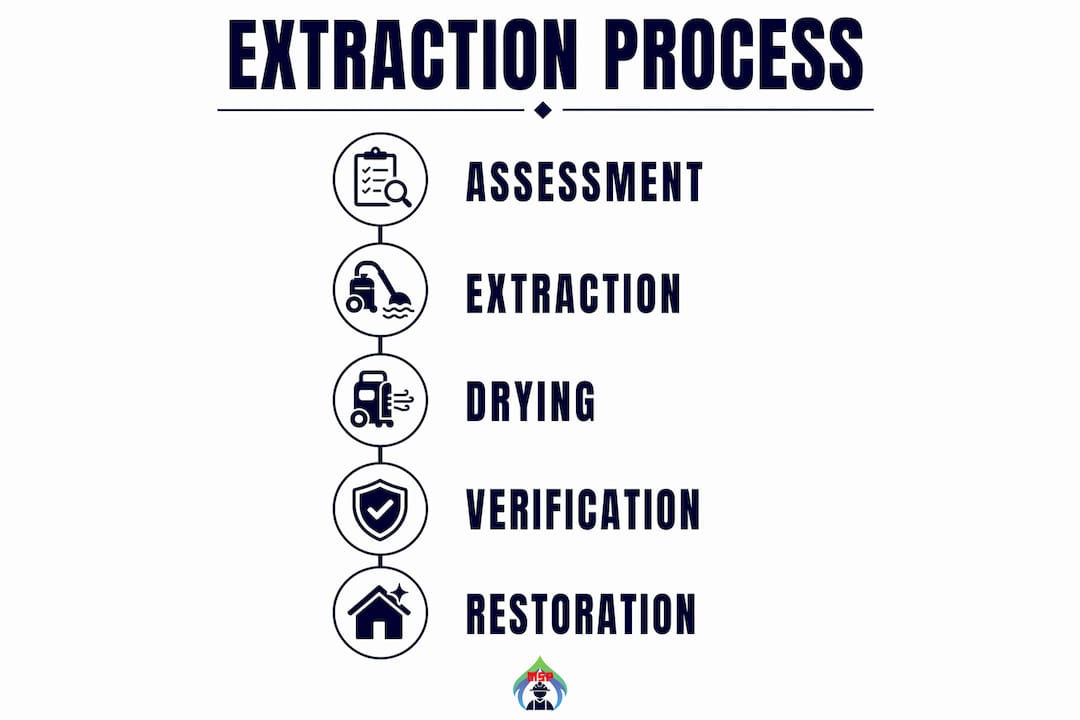 Infographic showing commercial water extraction process steps