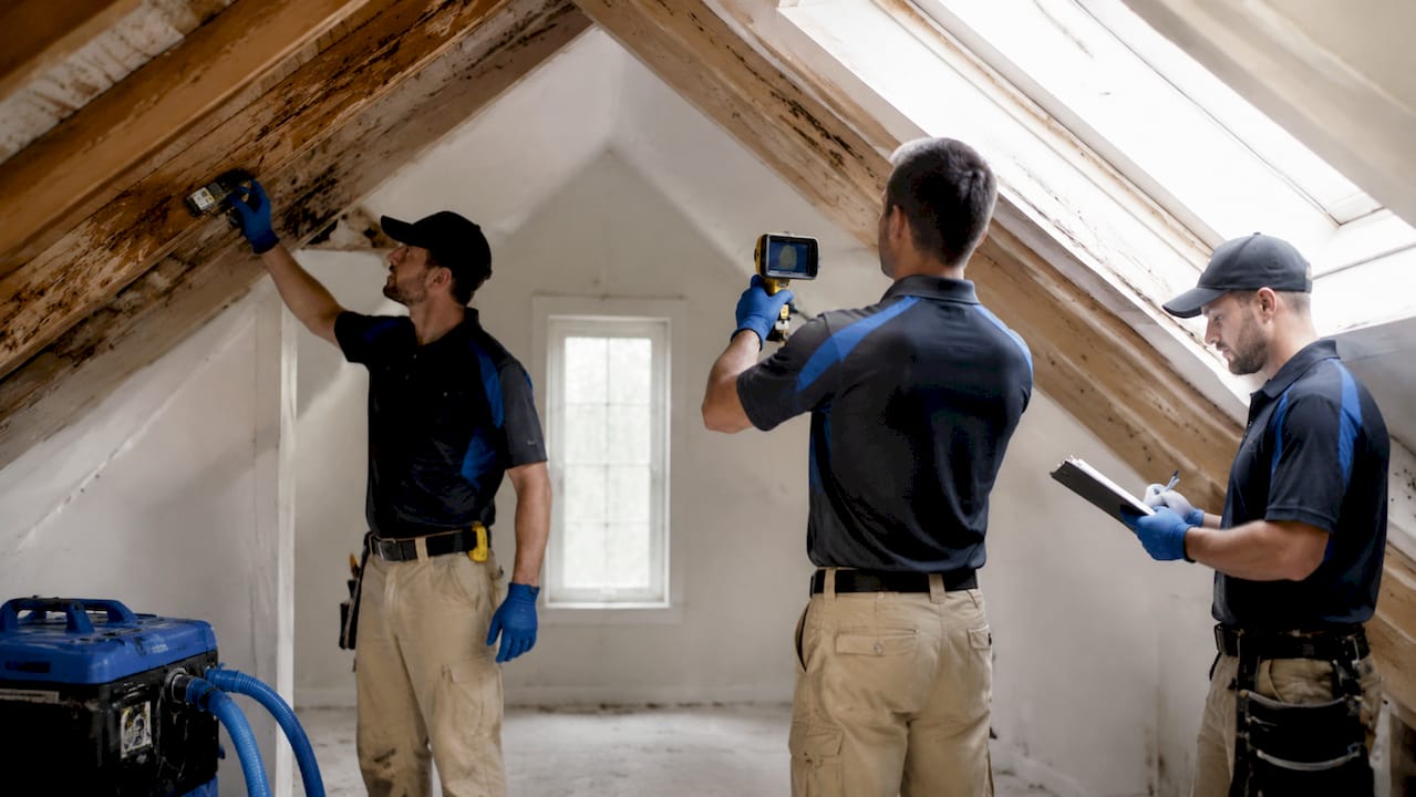 MasterServicePro team performing mold inspection indoors