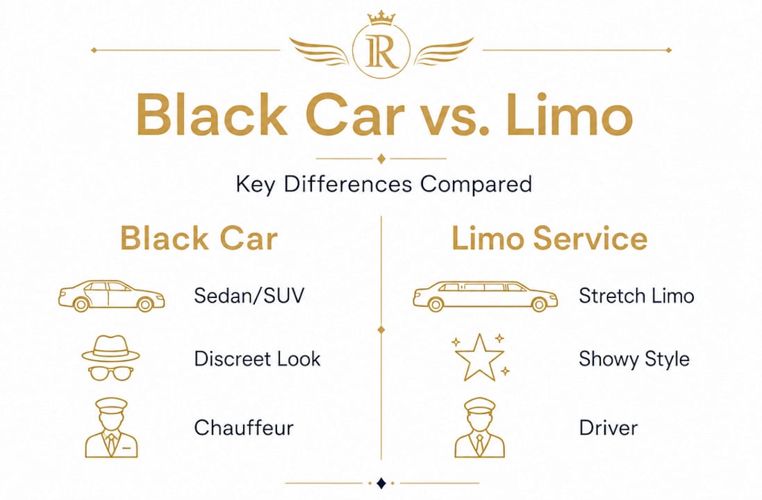 Infographic comparing black car and limo service
