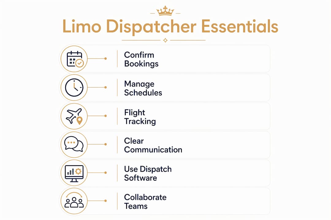 Infographic detailing limo dispatcher key responsibilities