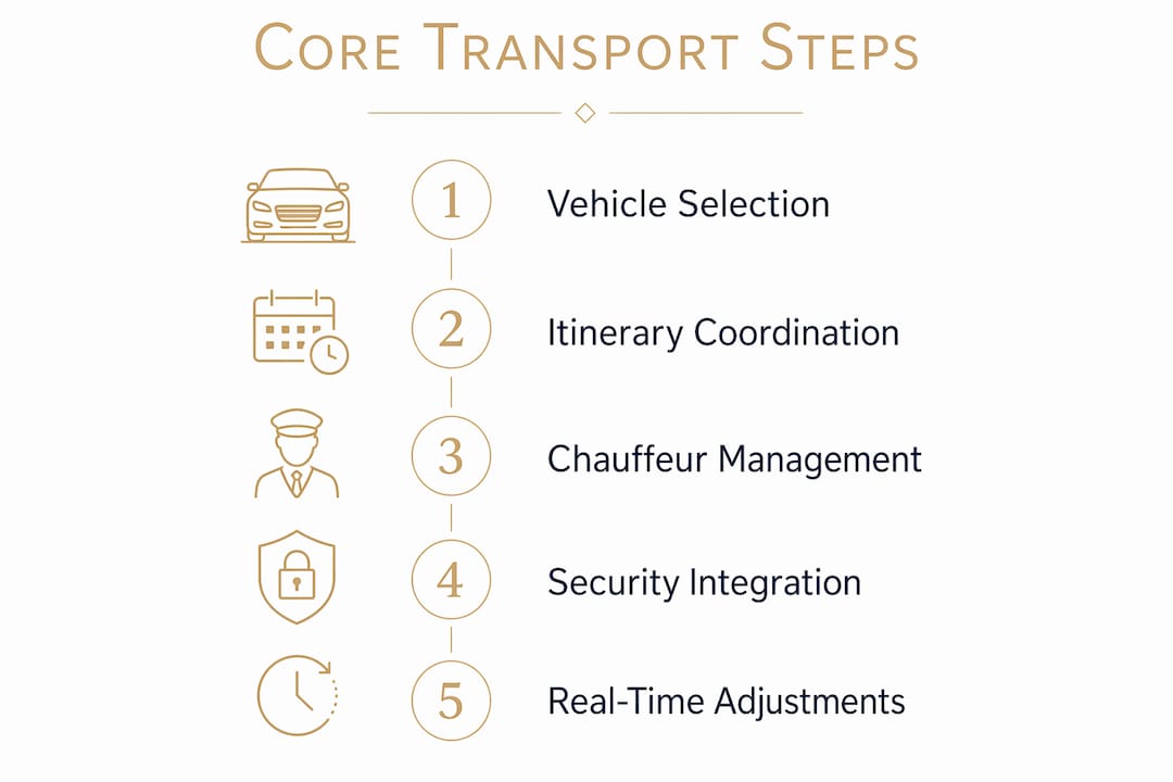 Infographic illustrating core steps of luxury transport planning