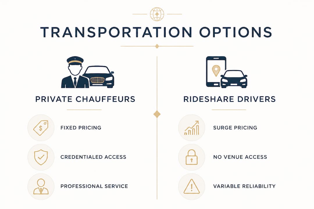 Comparison infographic of chauffeur and rideshare services