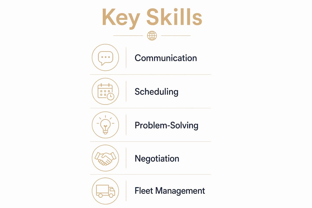 Infographic displaying key skills of a transportation coordinator
