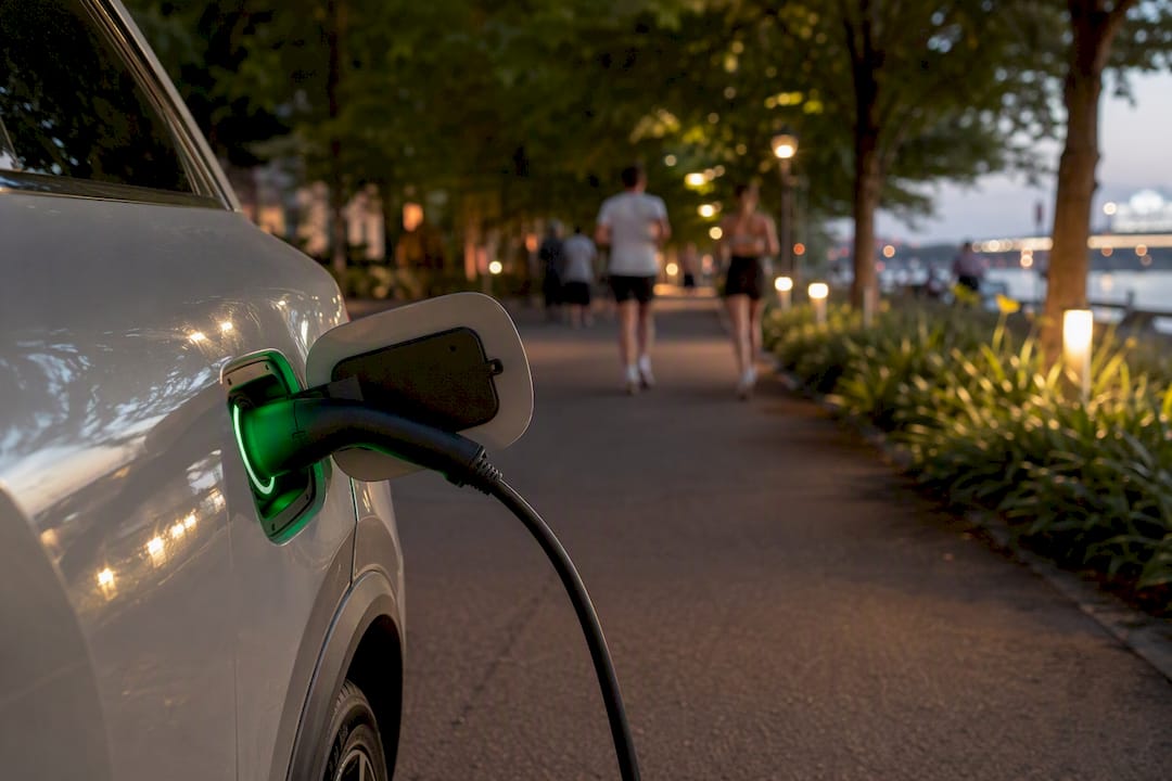 Electric vehicle charging at production parking lot