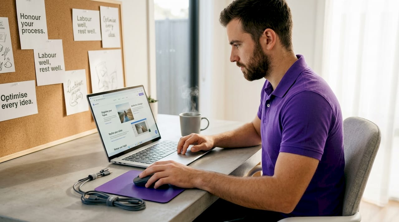 Person editing site in drag-and-drop web builder