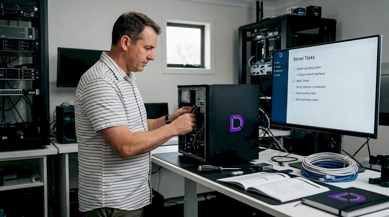 Admin installing Docker on physical server
