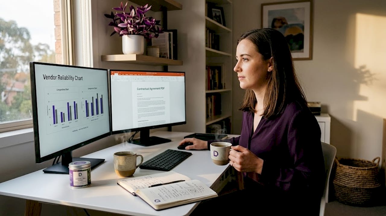 Agency professional reviewing hosting provider options