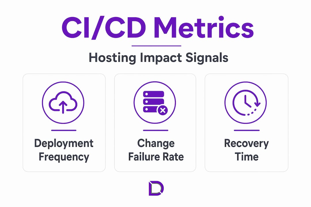 Infographic showing key CI/CD hosting metrics