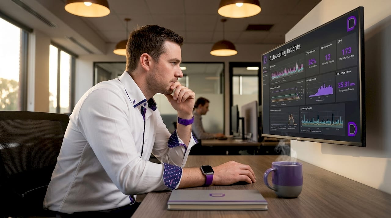 Engineer reviewing cloud autoscaling metrics