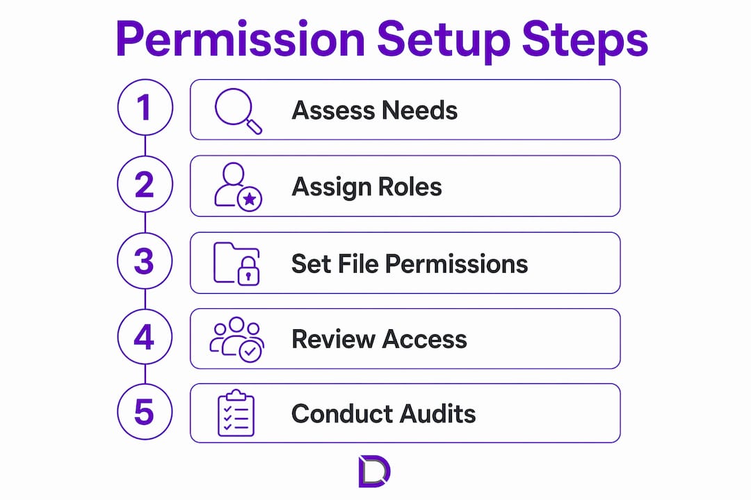 Infographic showing steps to manage hosting permissions