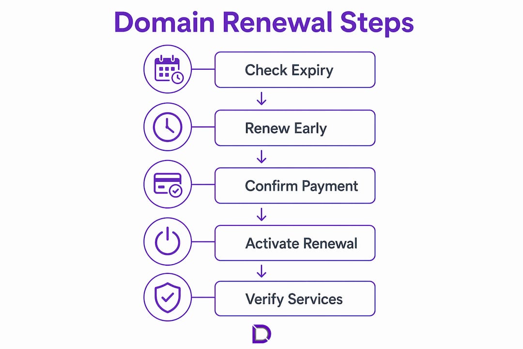 Infographic showing domain renewal process steps