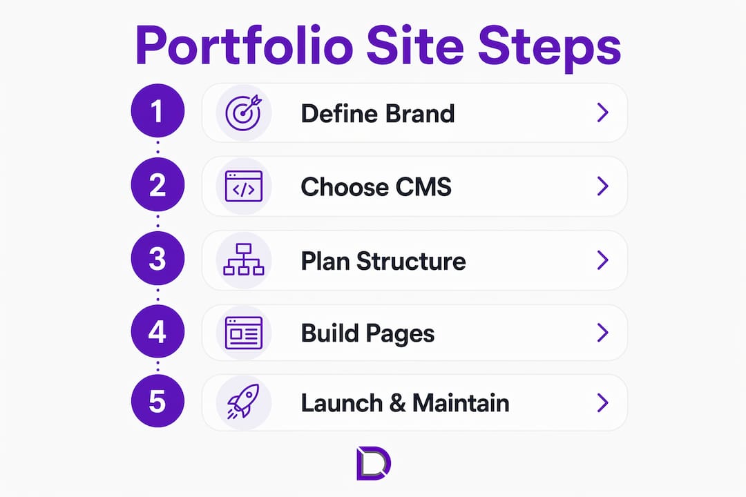 Infographic illustrating key steps to build effective portfolio website
