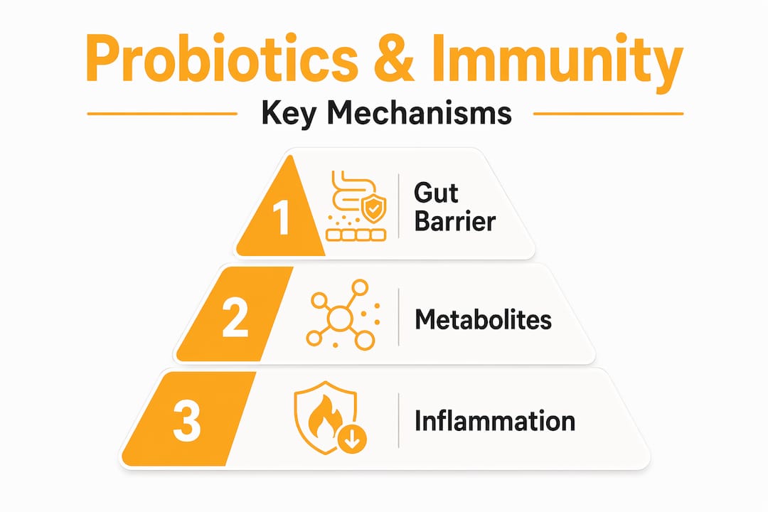 Hierarchy pyramid of probiotics mechanisms and immune health