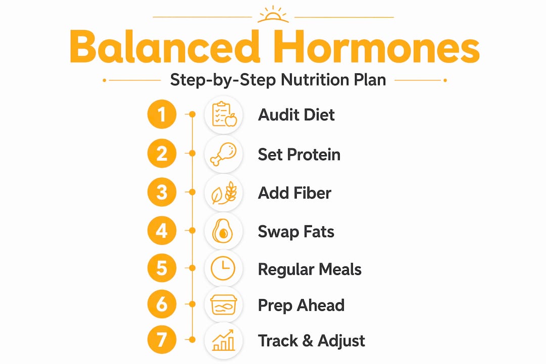 Step-by-step hormone nutrition plan infographic