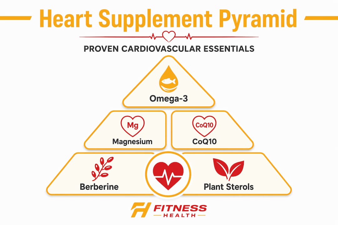 Pyramid infographic of core heart health supplements