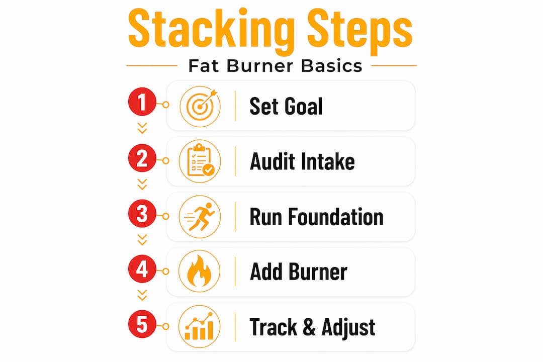 Infographic shows five basic fat burner stacking steps