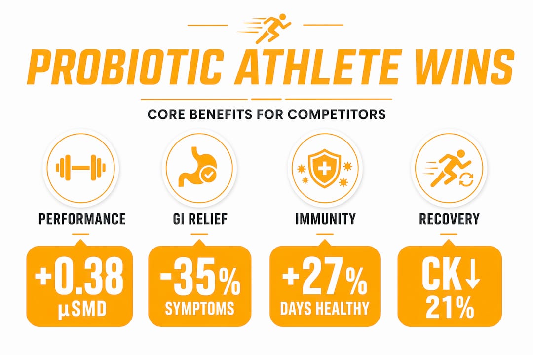 Infographic highlighting athletes’ probiotic outcome stats