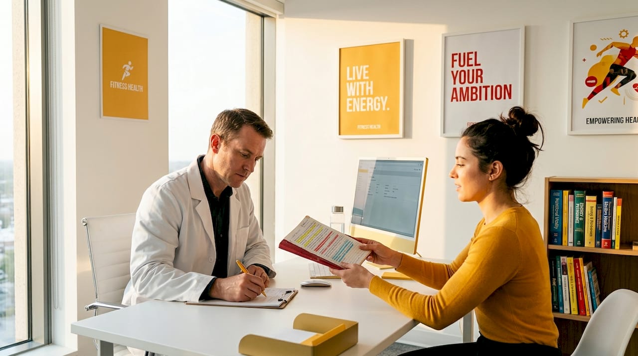 Patient consults doctor with symptom journal