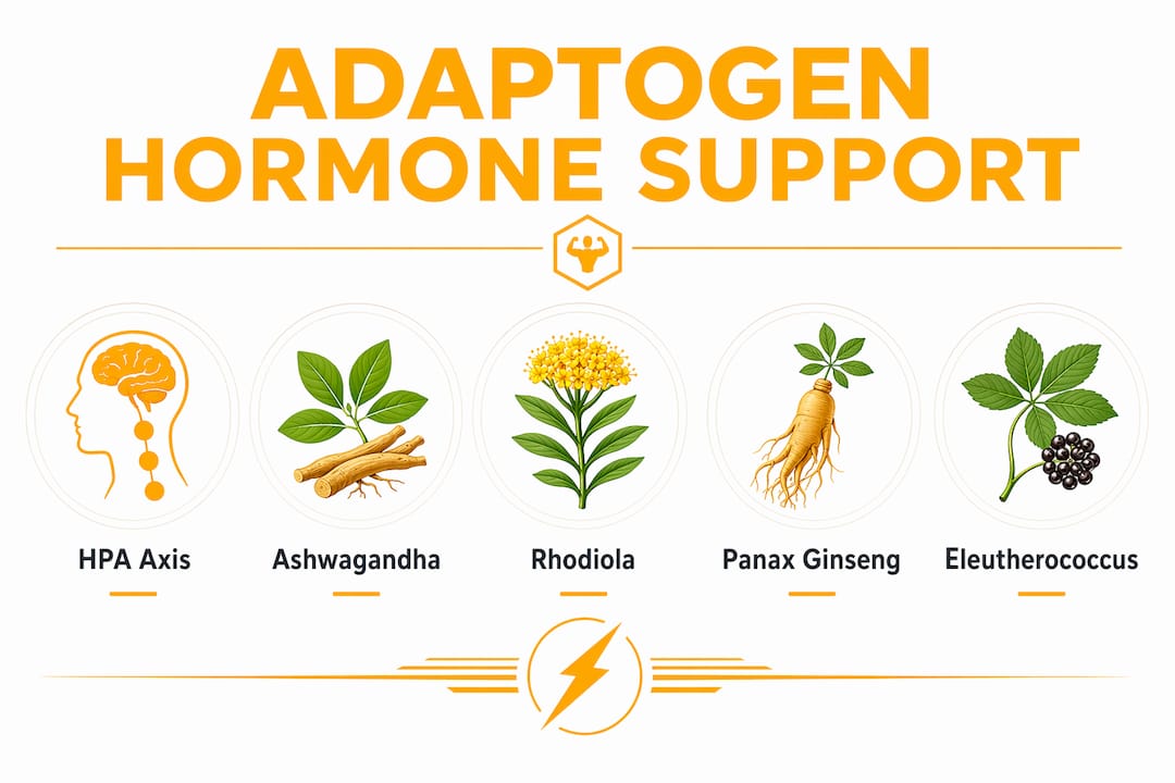 Infographic showing adaptogens hierarchy for hormone support