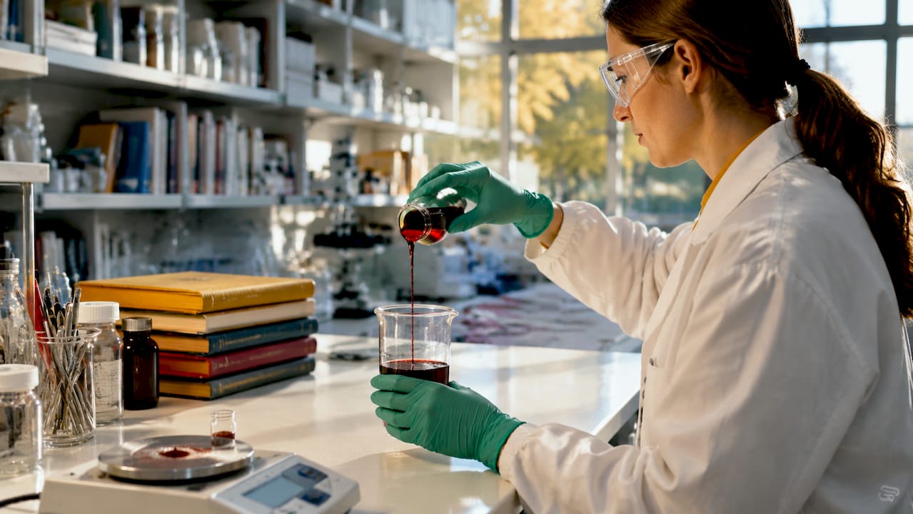 Lab technician handling tart cherry extract in research