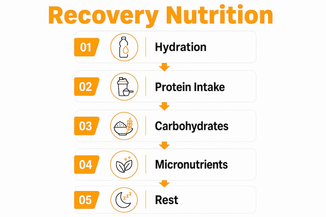 Infographic outlining steps for nutrition recovery