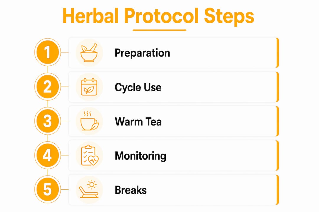 Infographic outlining steps of herbal protocols for joint pain relief