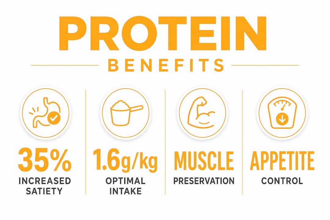 Infographic showing protein benefits for weight management