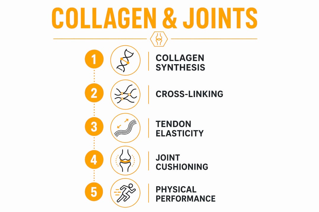 Infographic illustrating collagen's role in joint health