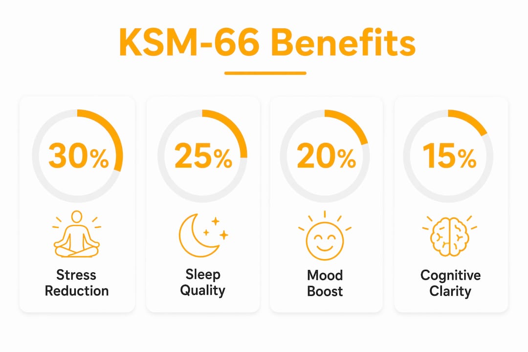 Infographic showing KSM-66 benefits statistics