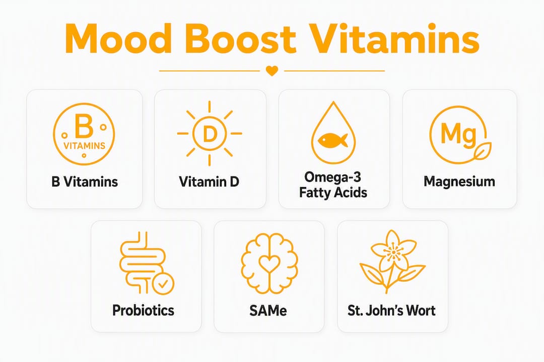 Infographic showing hierarchy of mood boost vitamins