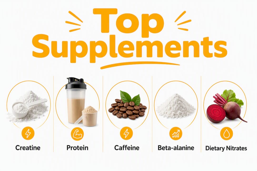 Infographic showing hierarchy of top athletic supplements