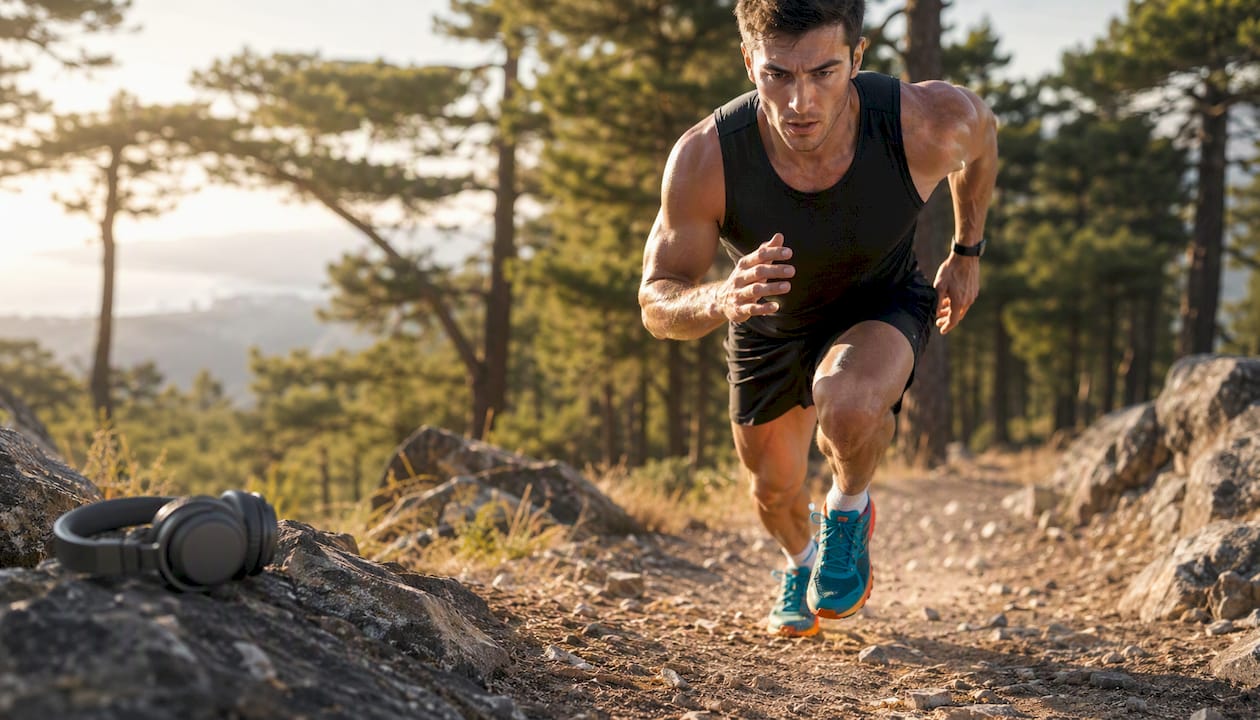 Athlete sprinting on outdoor track