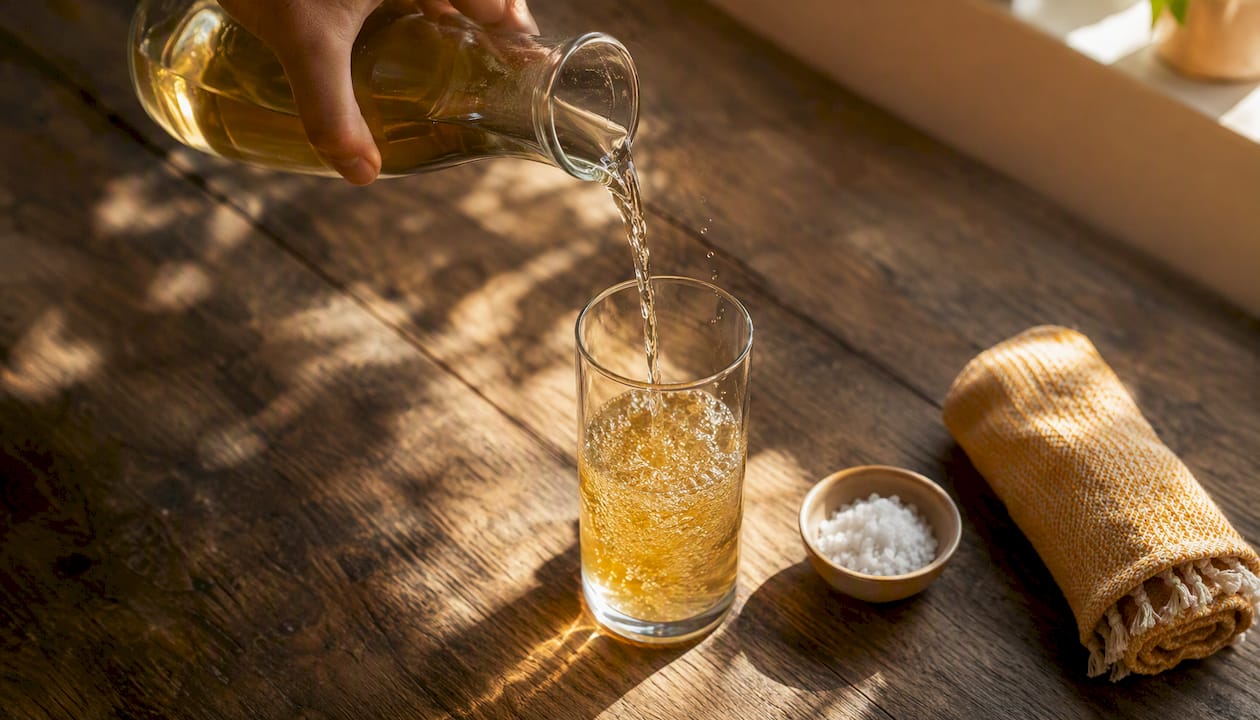 Pouring electrolyte drink for rehydration