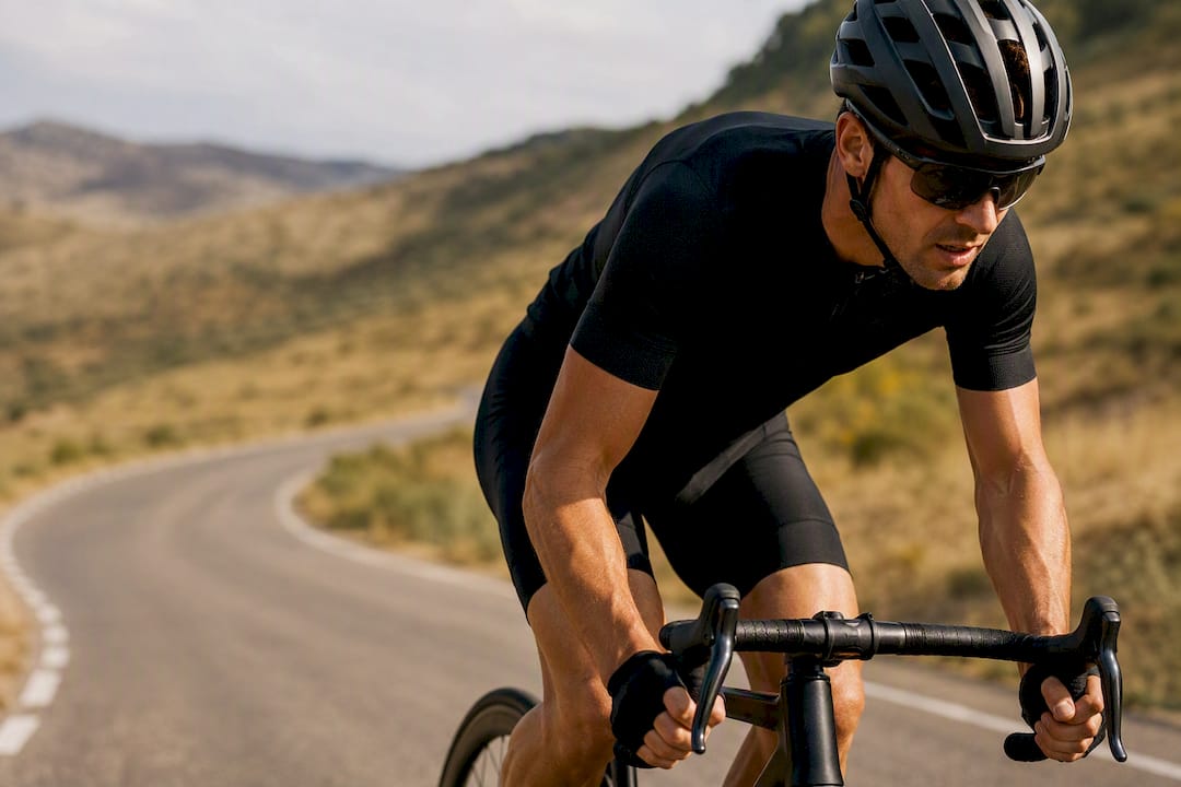 Cyclist pushing high-intensity training outdoors